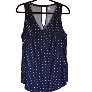 Old Navy Polka Dot Navy and White Sleeveless Blouse Size Large